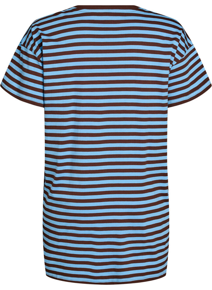 Long striped night T-shirt, Light Blue, Packshot image number 1