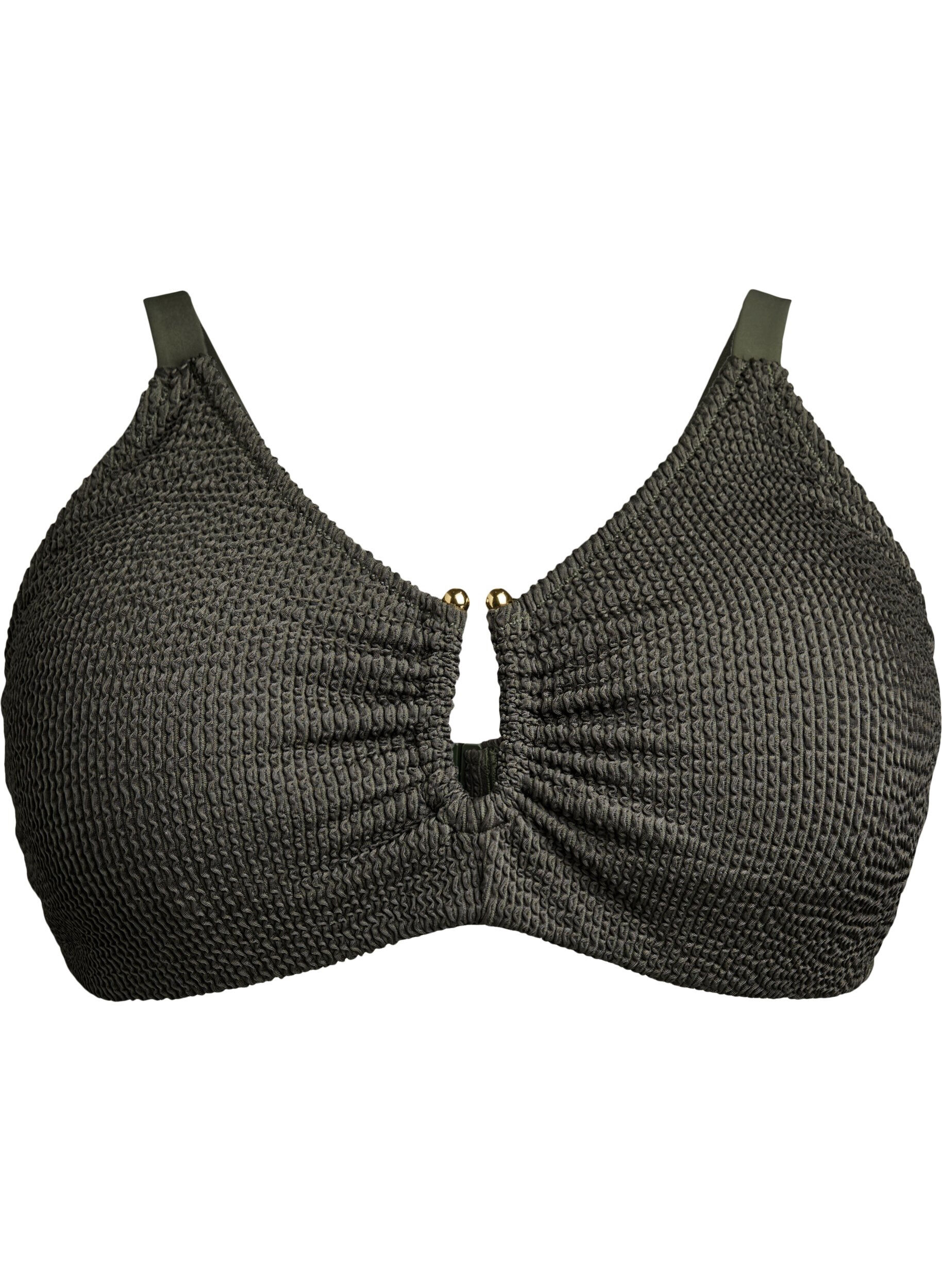 Zizzifashion Bikini top with texture and an elegant detail, Green, Packshot image number 0