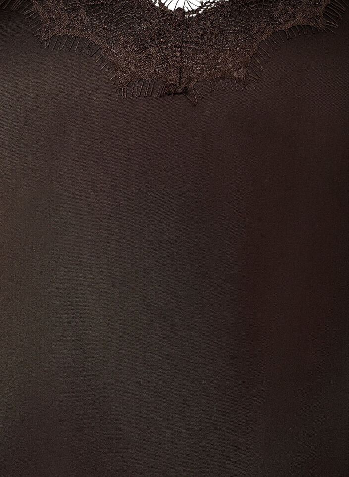 Satin-look dress with lace trim, Brown, Packshot image number 2