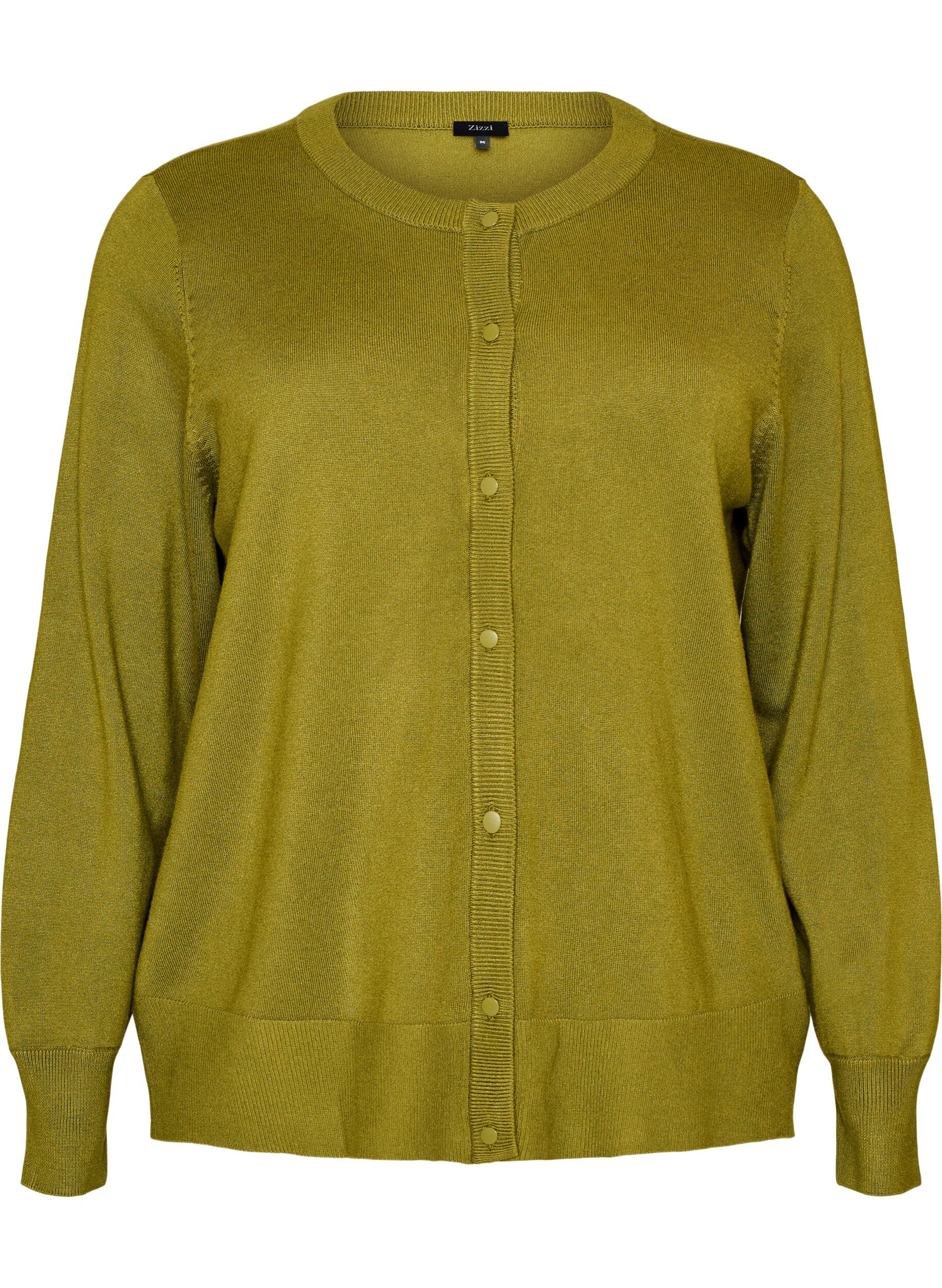 Zizzifashion Knitted cardigan with round neck and buttons, Green, Packshot image number 0