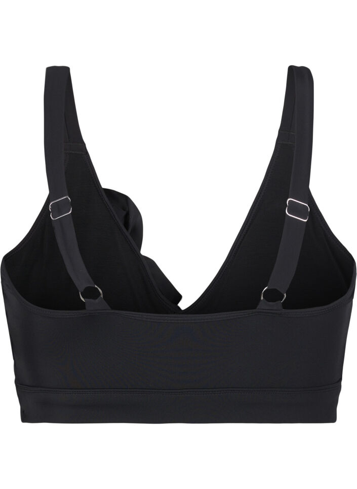 Bikini top with ruffles and removable pads, Black, Packshot image number 1