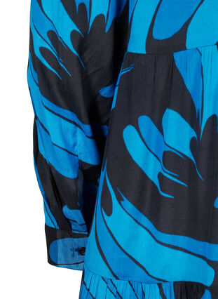 Printed viscose tunic with zip, Dark Blue AOP, Packshot image number 3
