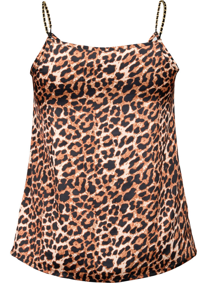 Leopard print top with chain strap, Leopard AOP, Packshot image number 1