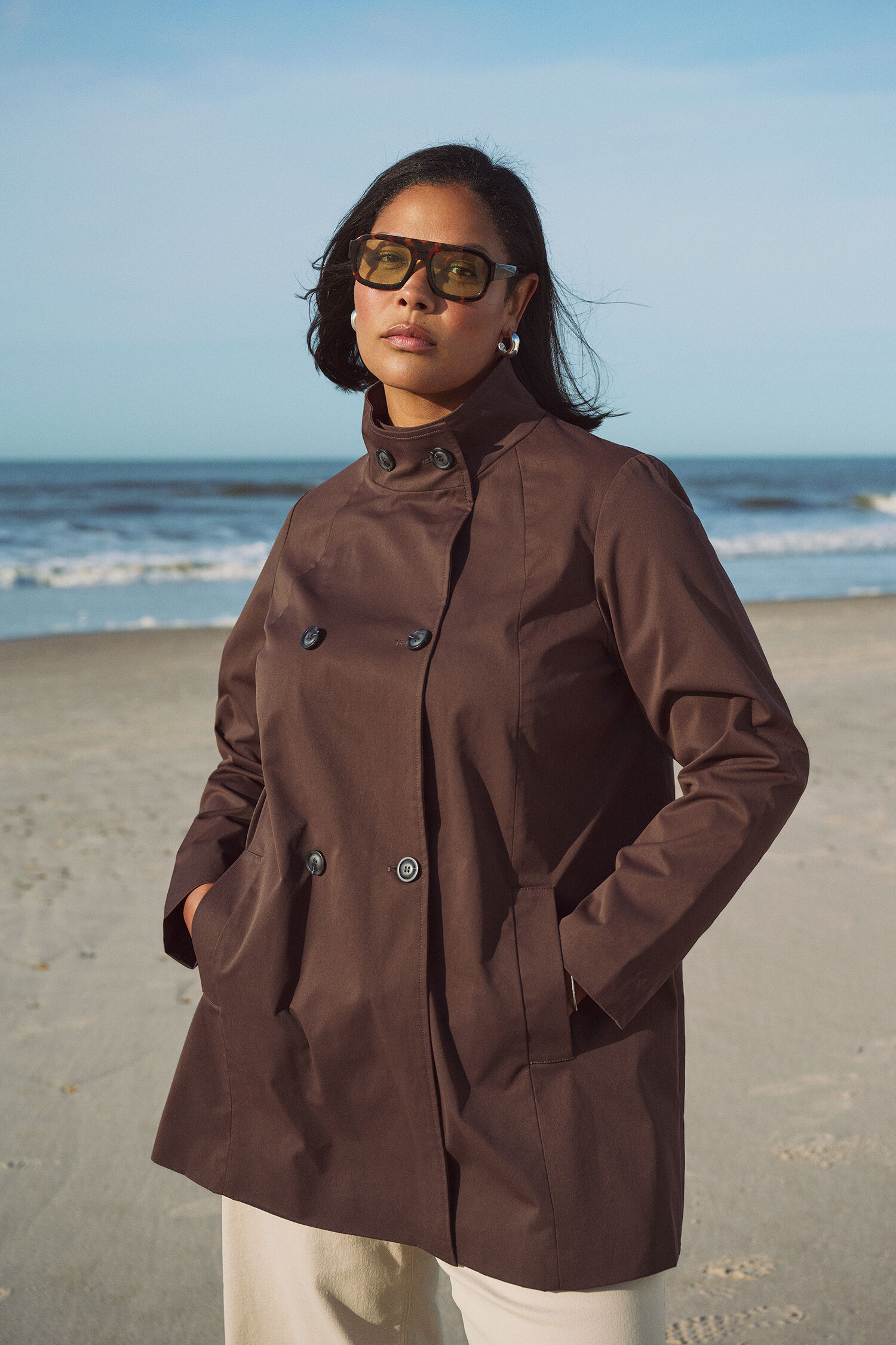 Zizzifashion Water-repellent spring jacket in brown, , Model