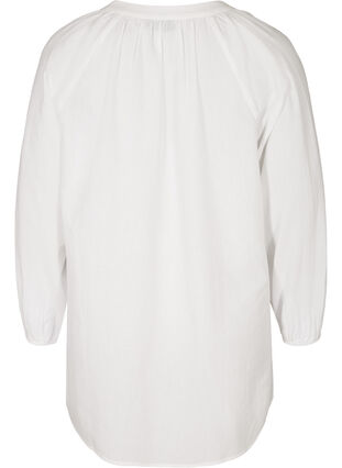 Short cotton tunic with a V-neck, Bright White, Packshot image number 1