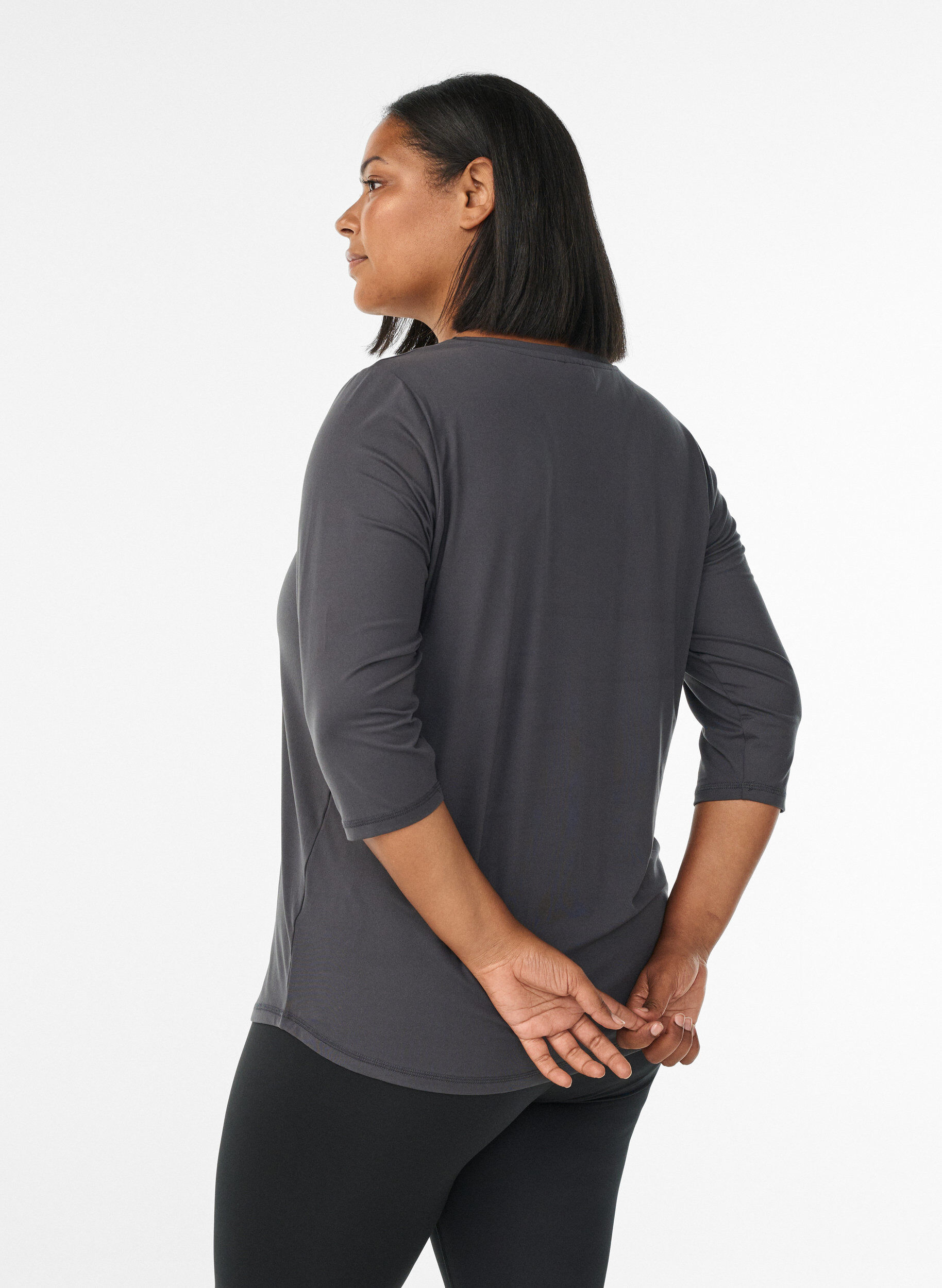ZizzifashionWorkout top with 3/4 sleeves, Dark Grey, Model image number 2
