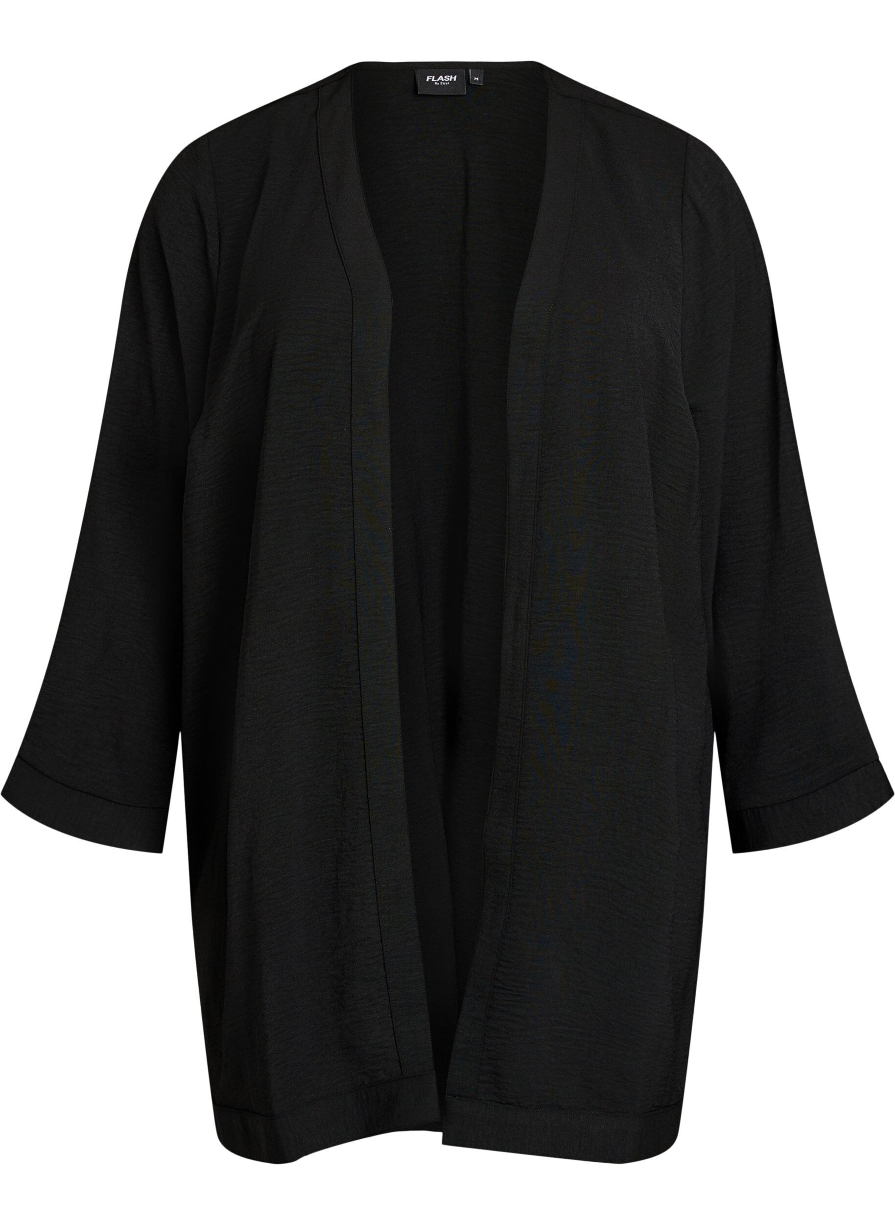 Zizzifashion Kimono with 7/8 sleeves, Black, Packshot image number 0