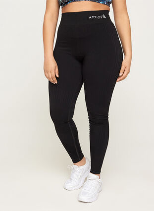 Seamless sports tights, Black, Model image number 0
