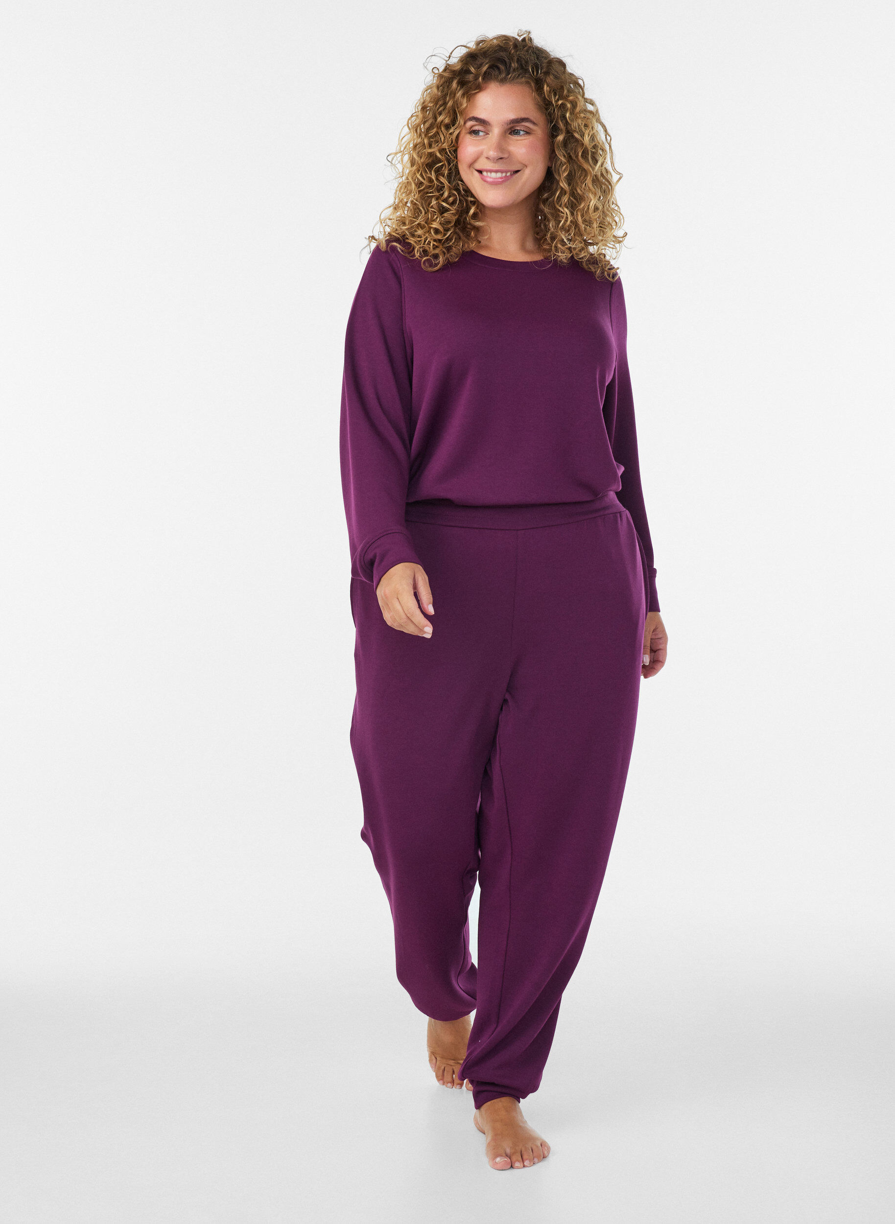 ZizzifashionJersey trousers with high waist and pockets, Purple, Model image number 0