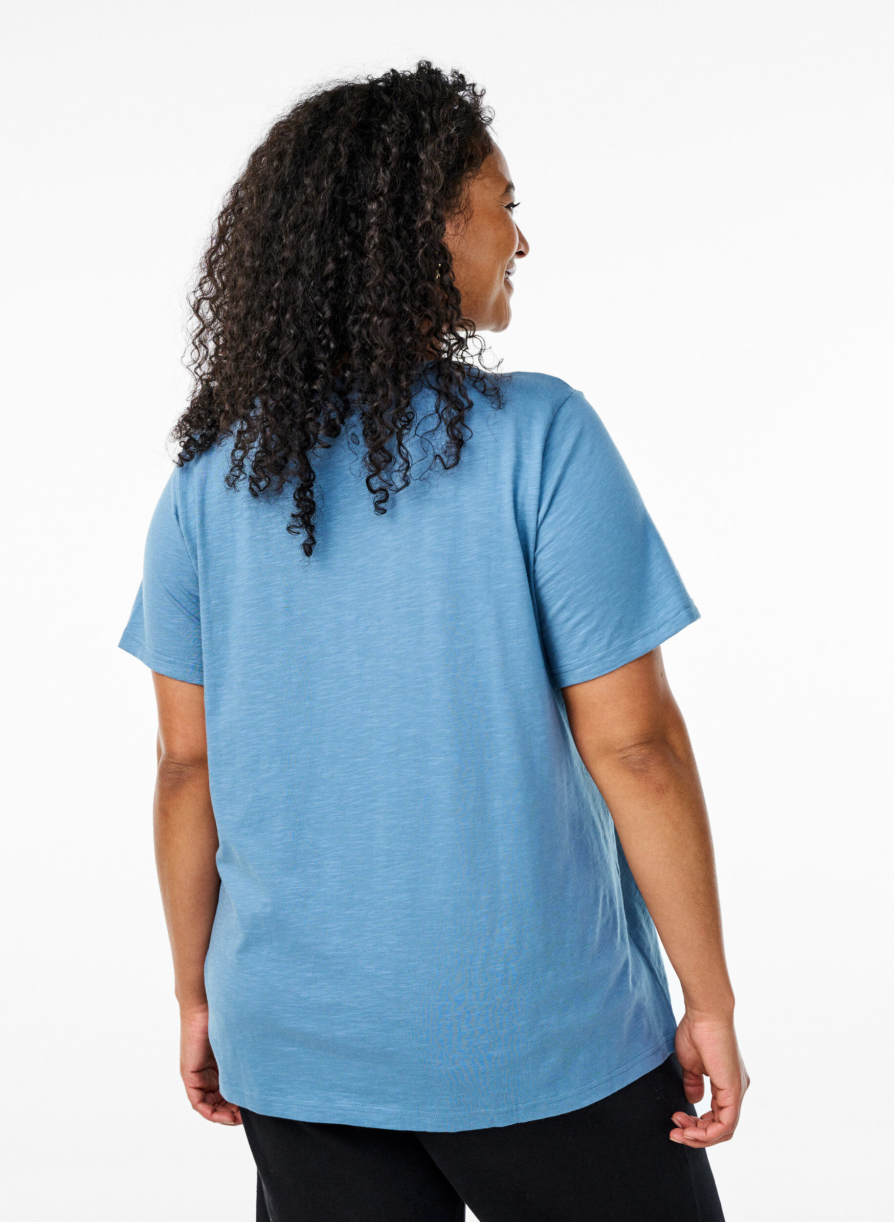 Zizzifashion FLASH - T-shirt with button detail, Blue, Model image number 2