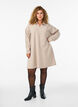 Knee-length jersey dress with a V-neck and collar, Beige, Model image number 0