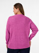Melange knit blouse with round neck, Purple, Model image number 2
