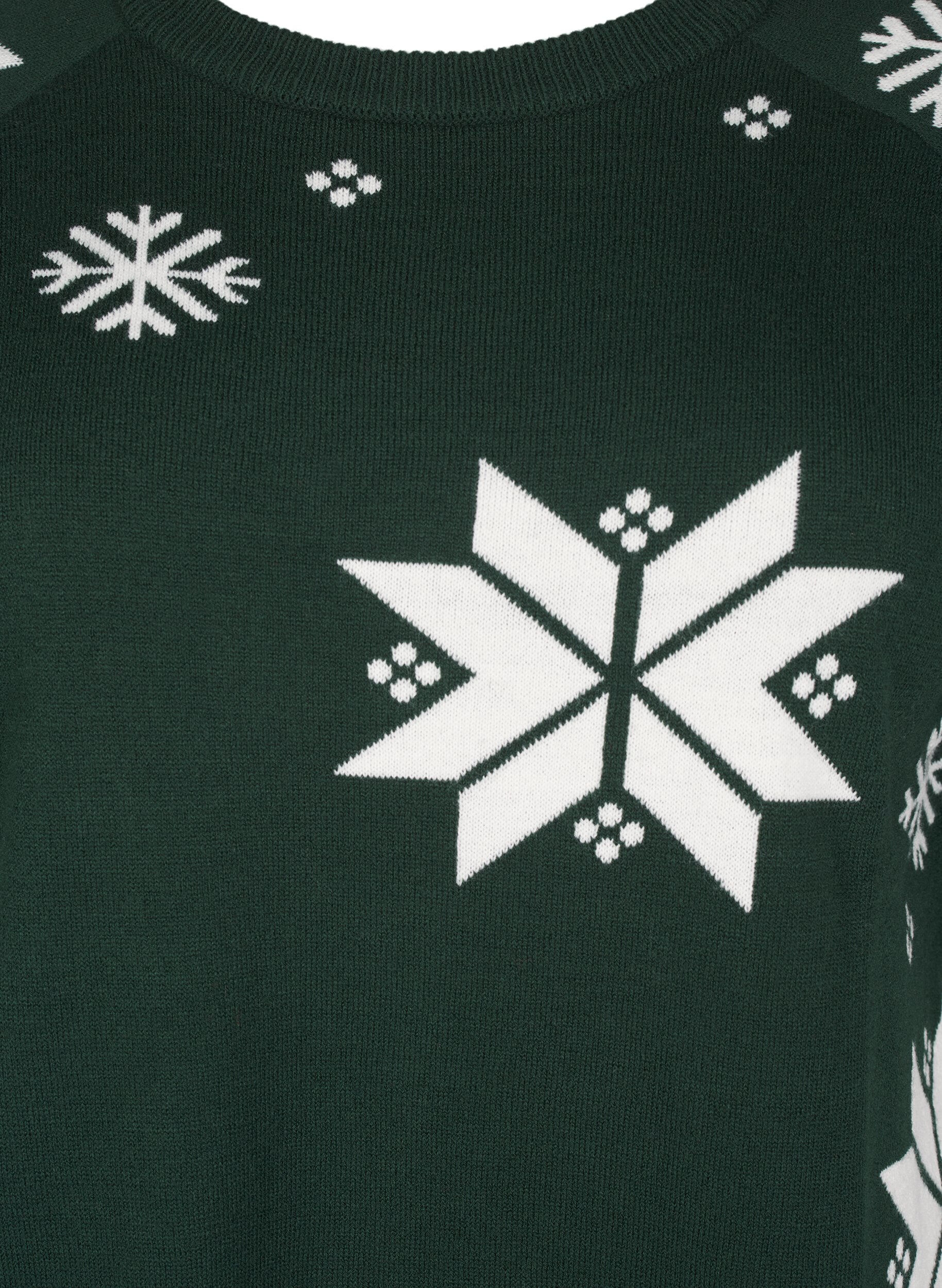 Zizzifashion Knitted jumper with snowflakes, Green, Packshot image number 2