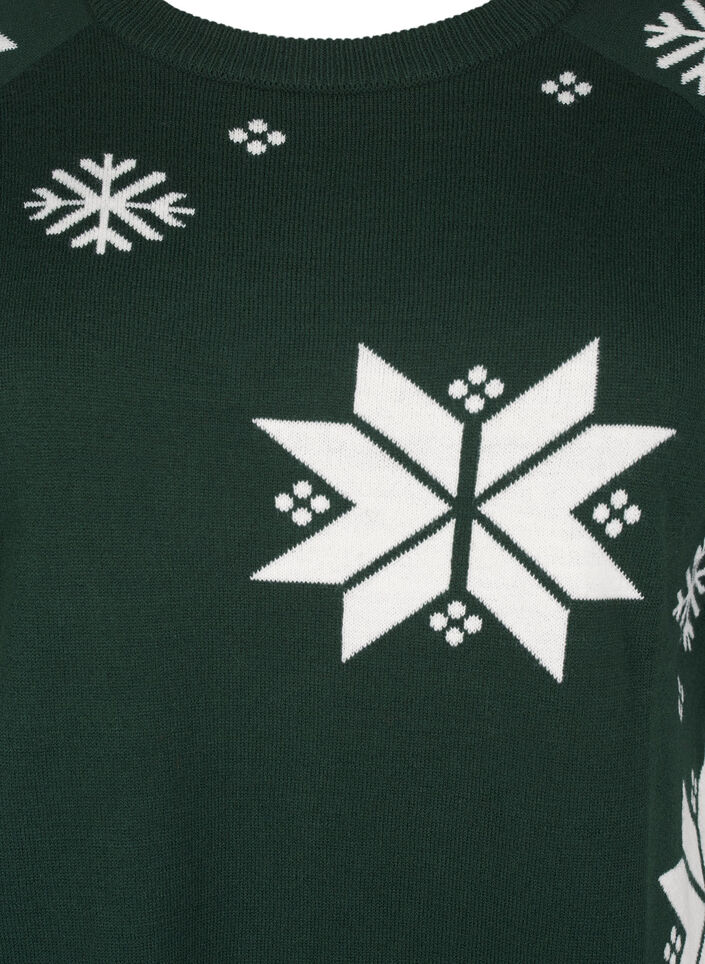 Knitted jumper with snowflakes, Green, Packshot image number 2