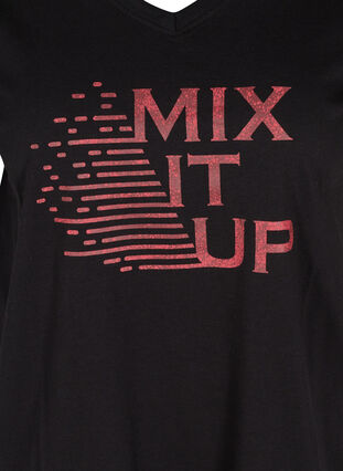 Cotton exercise t-shirt with print, Black Red Splash, Packshot image number 2