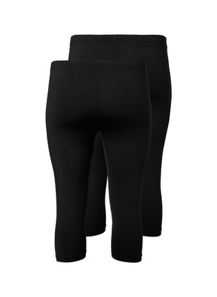 2-pack leggings with 3/4 length, Black / Black, Packshot image number 1