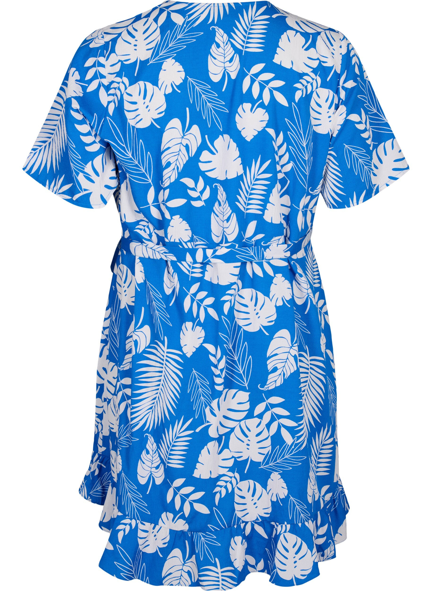 Zizzifashion FLASH - Wrap dress with short sleeves, Skydiver White AOP, Packshot image number 1