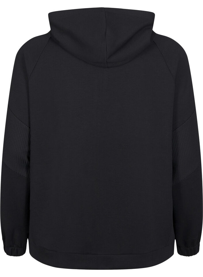 Hooded sweat cardigan with pockets, Black, Packshot image number 1