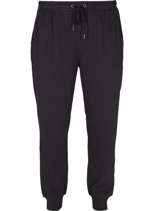 Cotton sweatpants with pockets, Black, Packshot image number 0