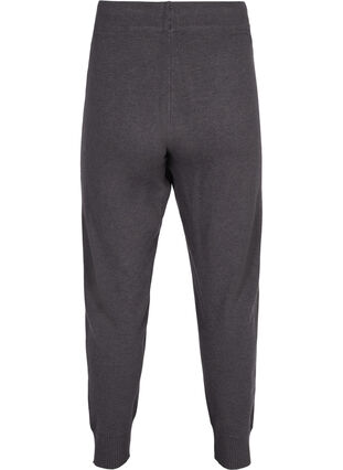Knitted pants with drawstring and ribbed material, Dark Grey Melange, Packshot image number 1