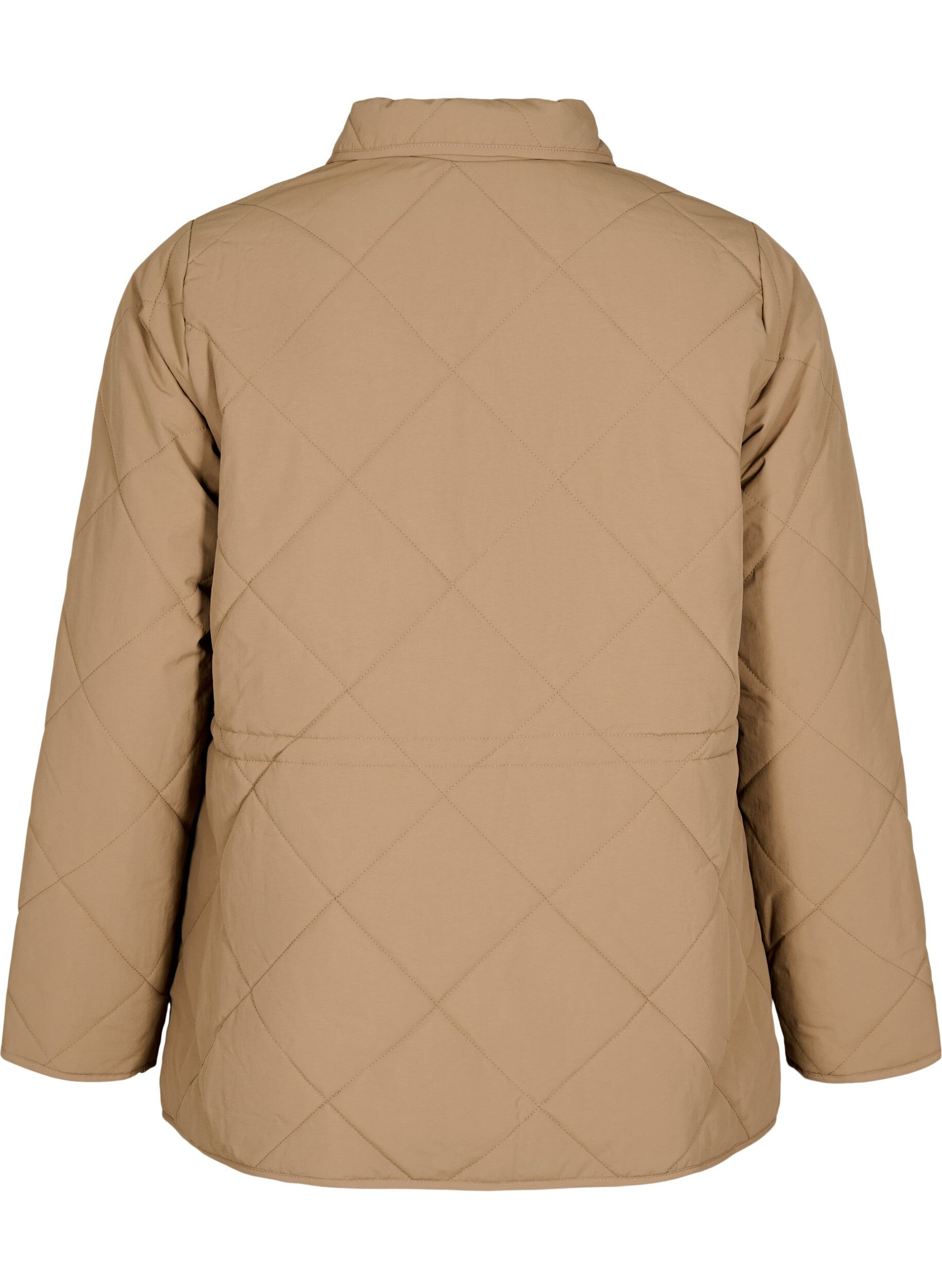 Zizzifashion Quilted jacket with collar and pockets, Brown, Packshot image number 1