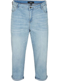 7/8 jeans with rolled up hems and high waist, Light blue denim, Packshot