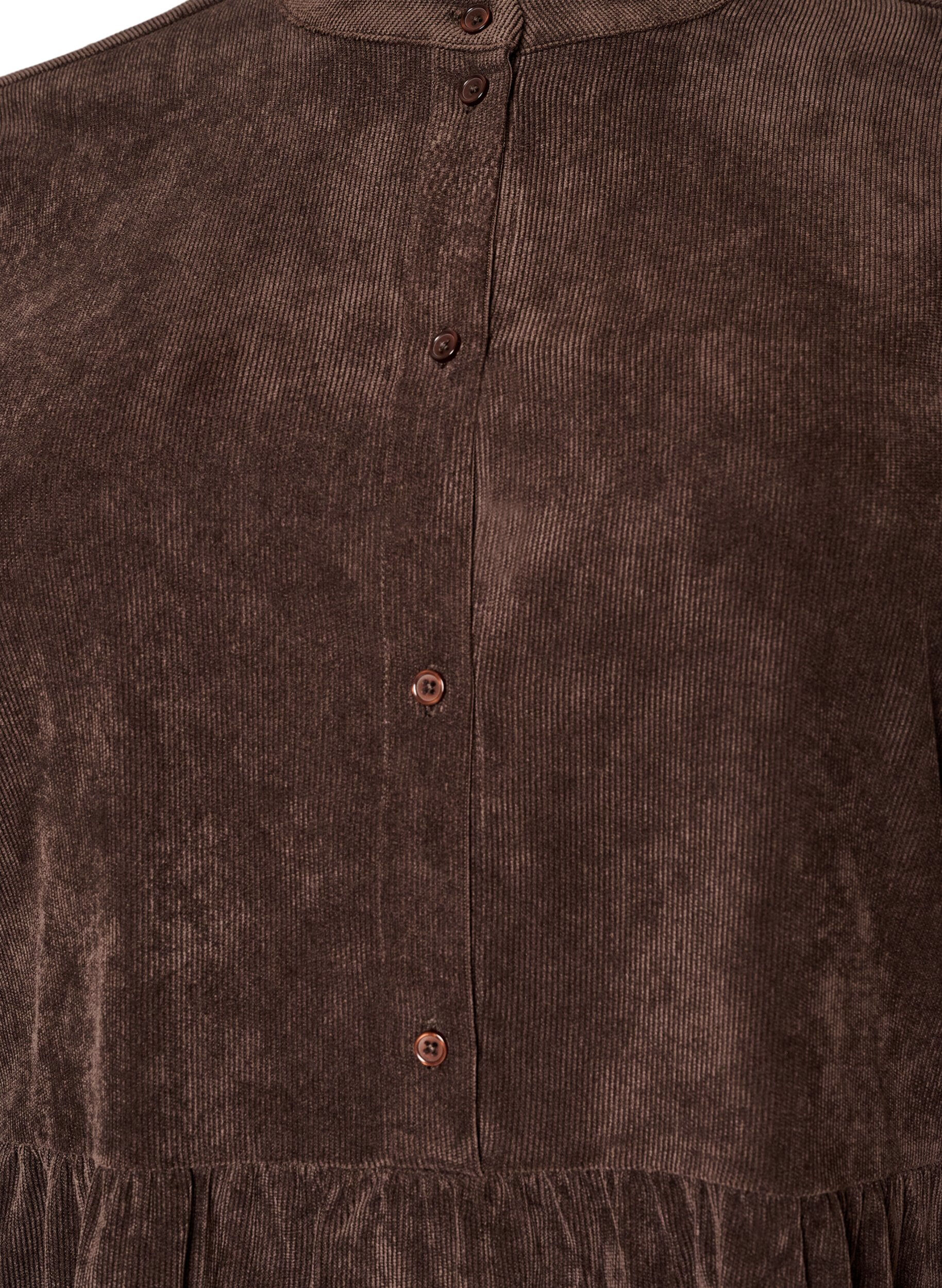 ZizzifashionCorduroy dress with A-line shape and stand collar, Brown, Packshot image number 2