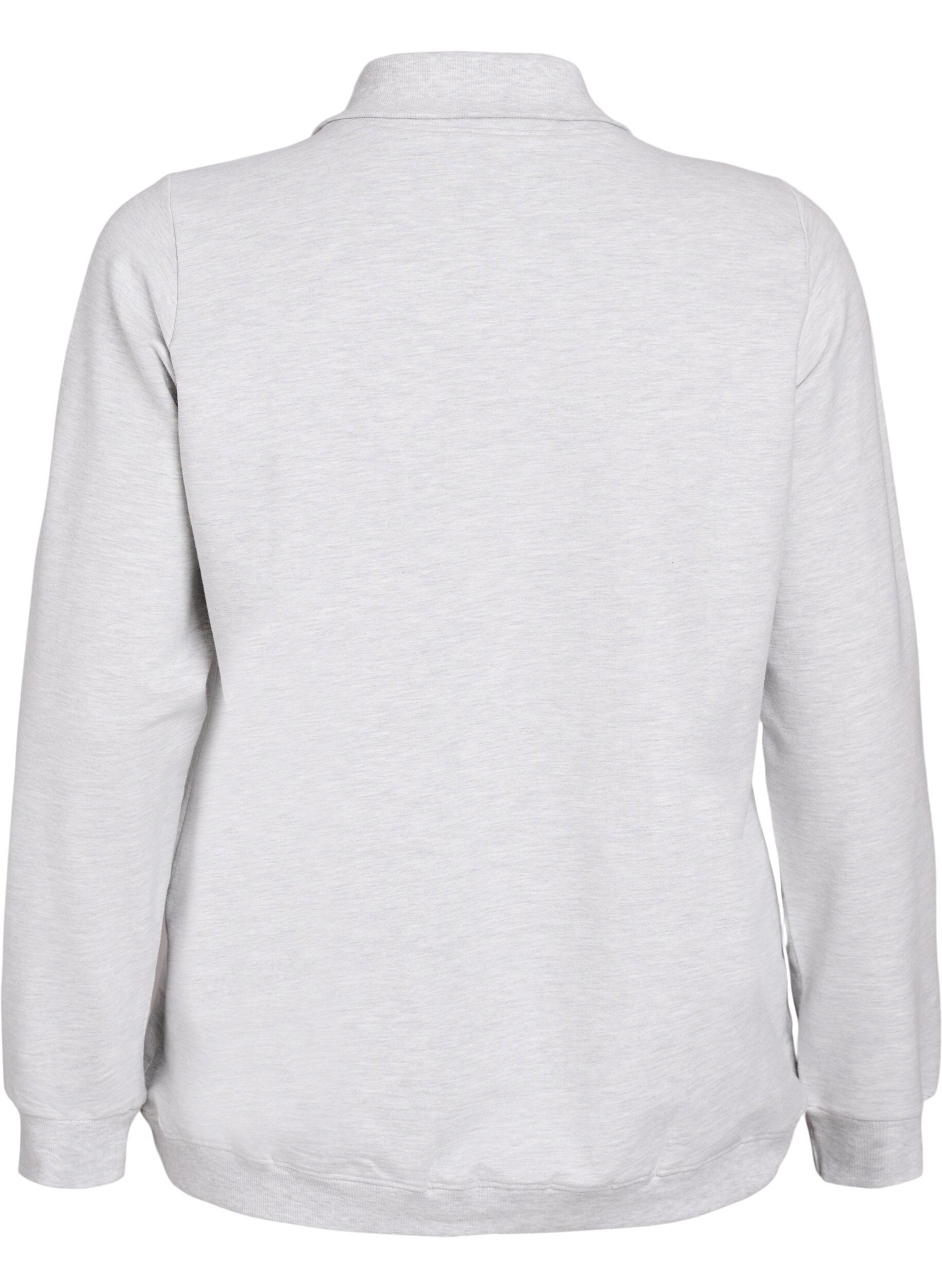 Zizzifashion Sweatshirt with short zipper and high neck, Grey, Packshot image number 1