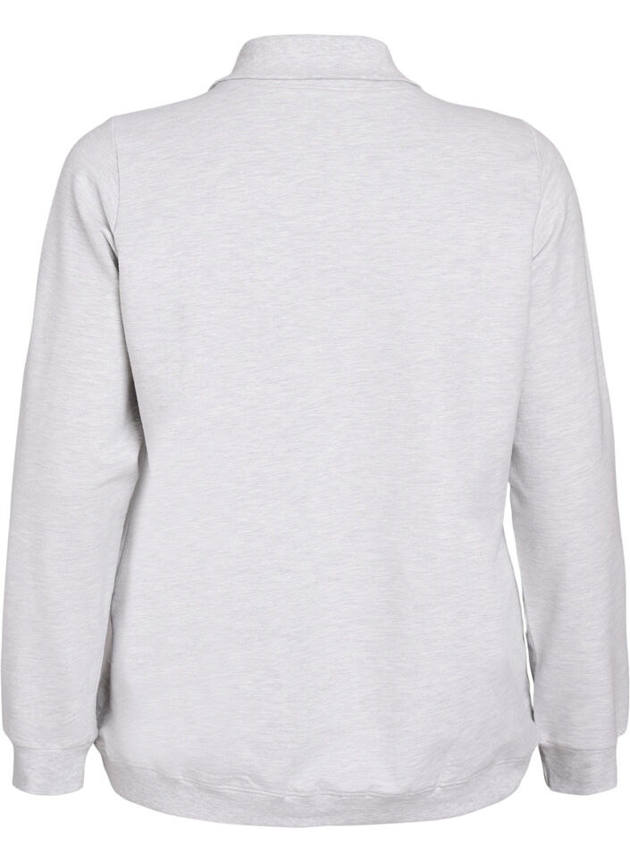 Sweatshirt with short zipper and high neck, Grey, Packshot image number 1