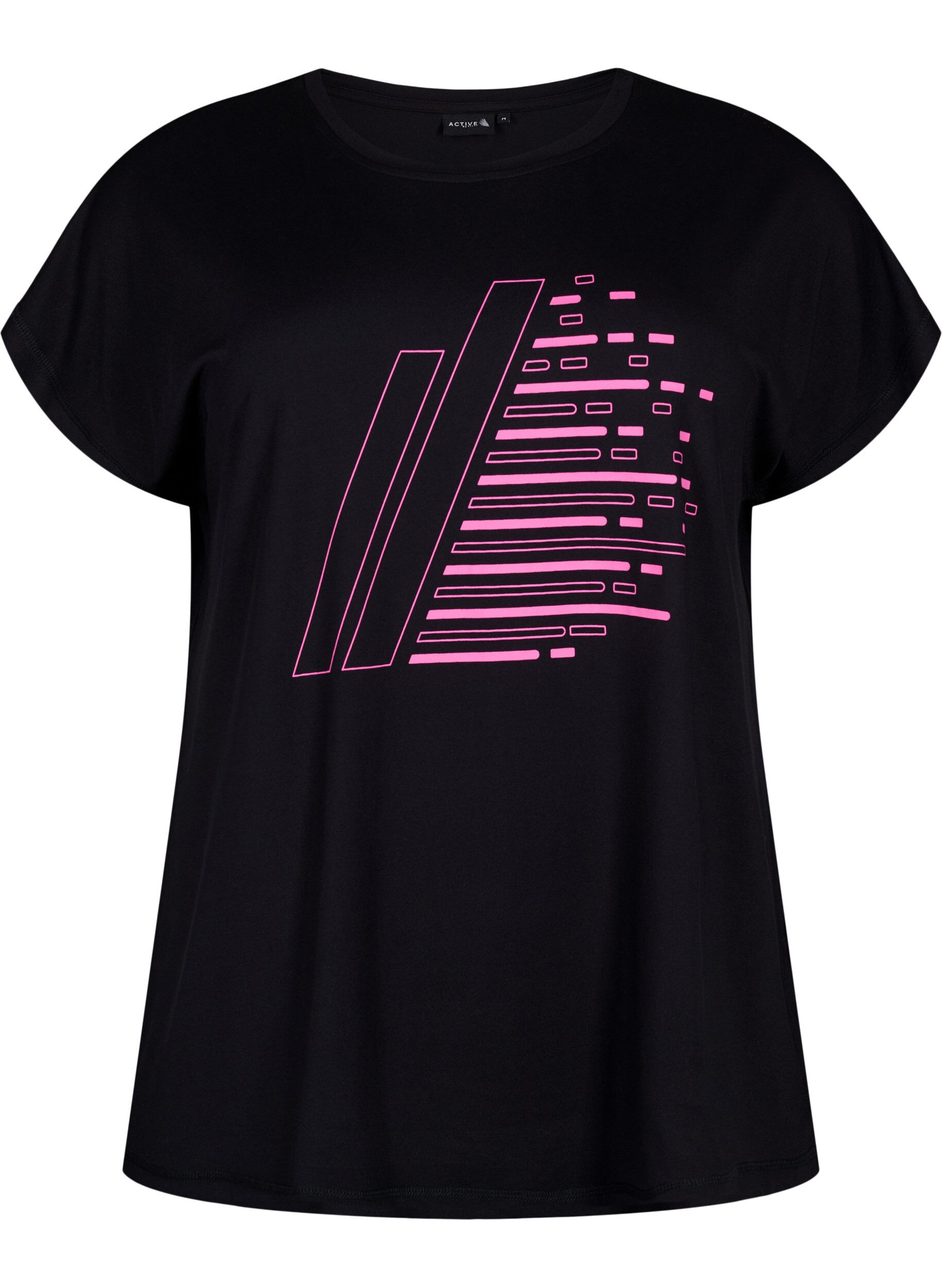 Zizzifashion Short-sleeved training T-shirt with print, Black/Sugar Plum, Packshot image number 0