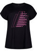 Short-sleeved training T-shirt with print, Black/Sugar Plum, Packshot image number 0