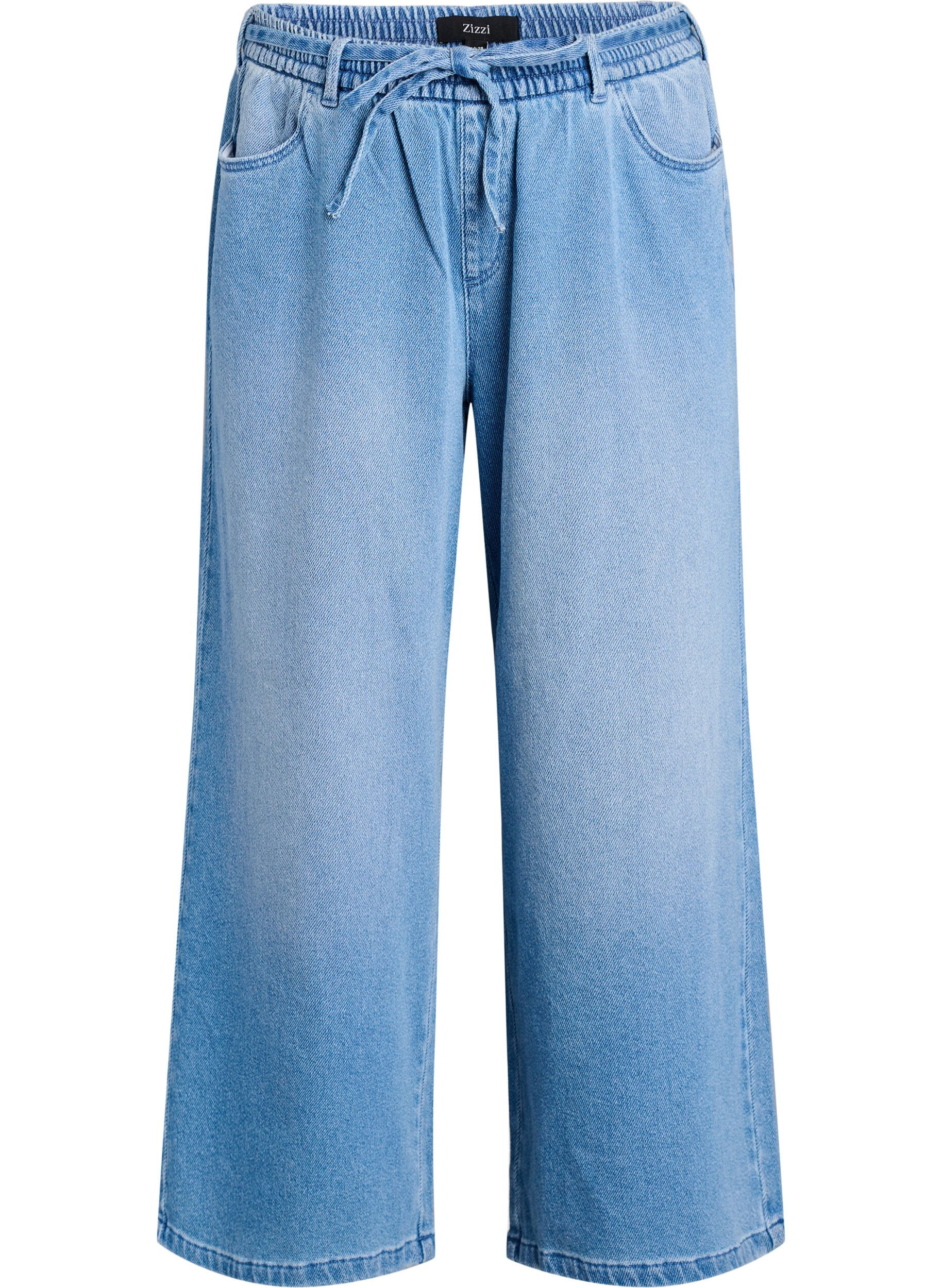 Loose-fit jeans with an elasticated waistband and a drawstring