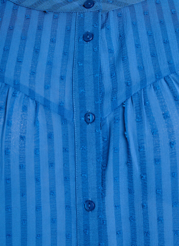 Shirt with a textured dot pattern and embroidery details, Blue, Packshot image number 2