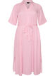 Ankle-length shirt dress with tie belt and stripes, Pink, Packshot image number 0