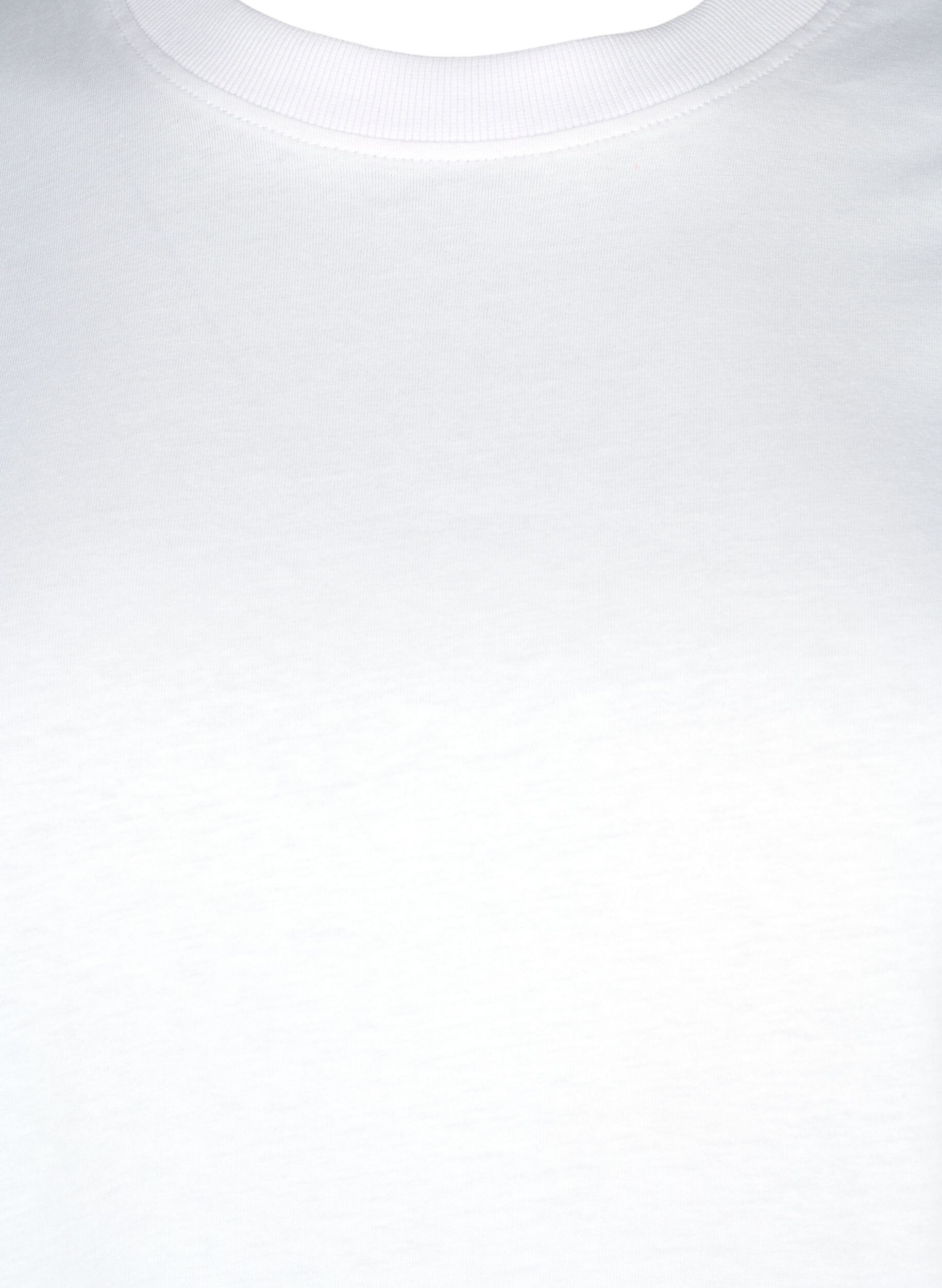 Zizzifashion Basic cotton T-shirt with round neck, White, Packshot image number 2