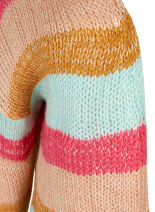 Knitted cardigan with stripes and lurex, Pink Comb, Packshot image number 2