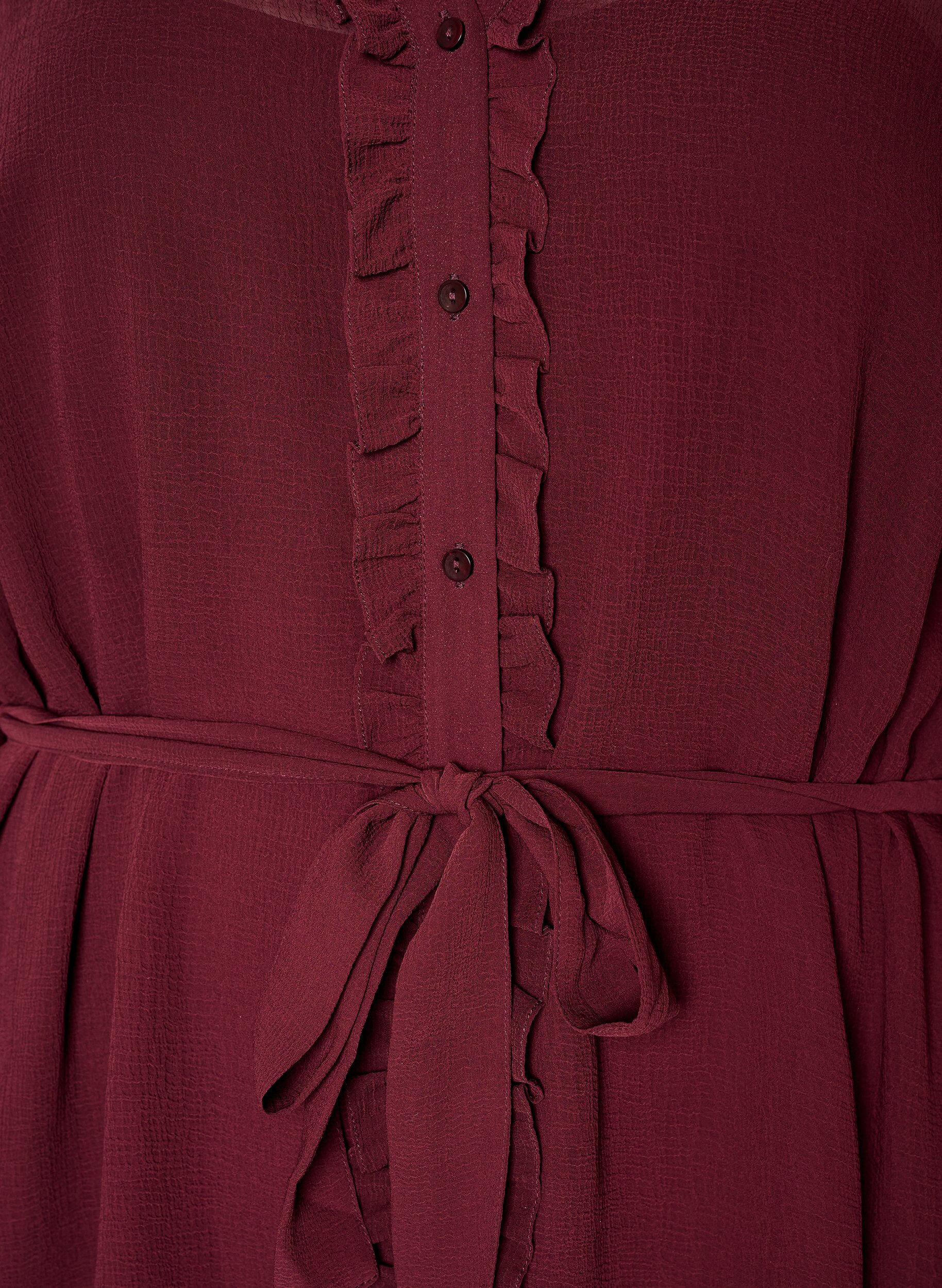 ZizzifashionDress in a lightweight woven fabric with ruffles and a tie-belt, Red, Packshot image number 2