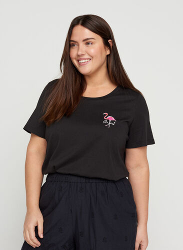 T-shirt with print, Black Flamingo, Model image number 0