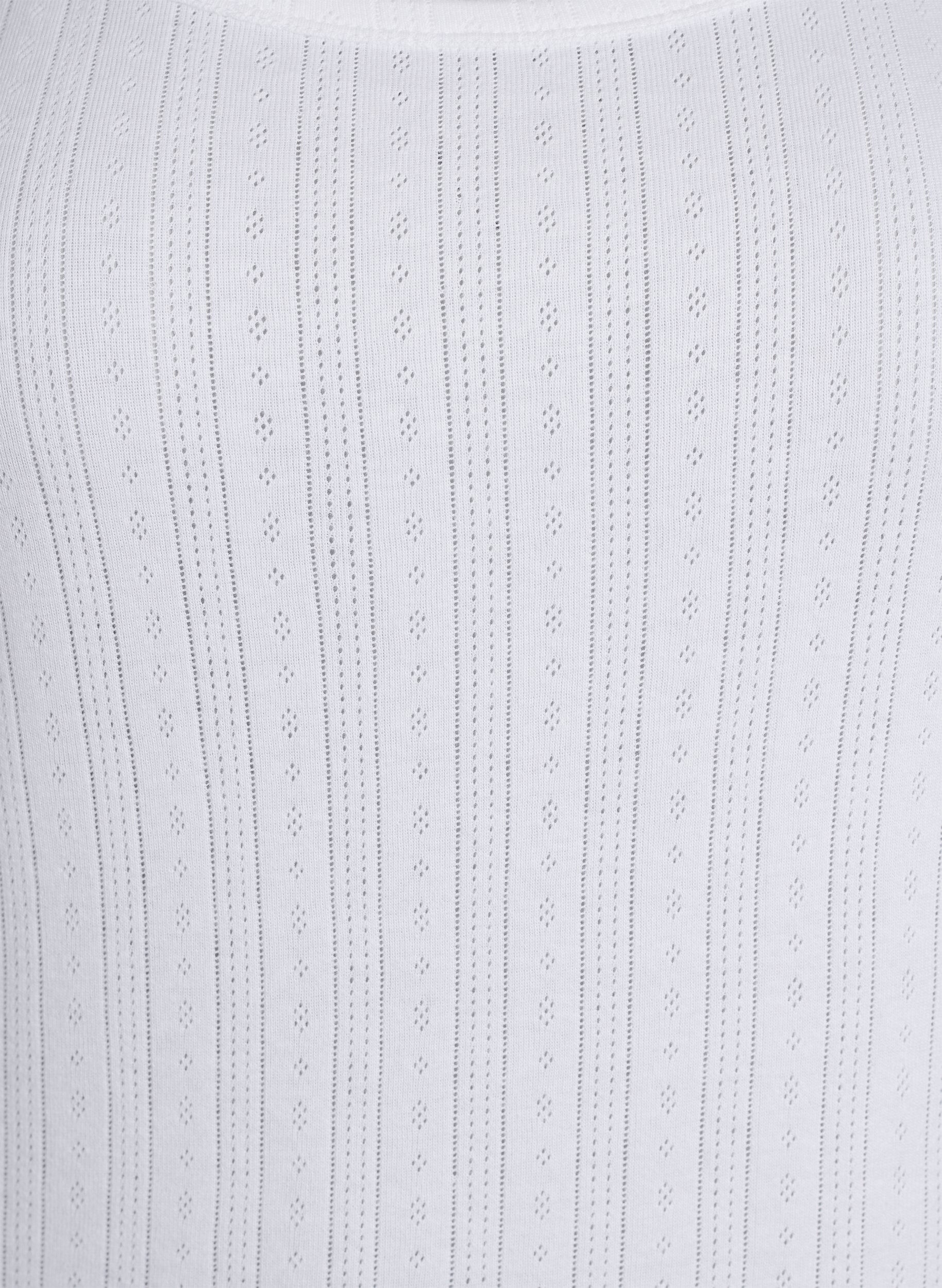 Zizzifashion Night top in organic cotton with a textured pattern, White, Packshot image number 2