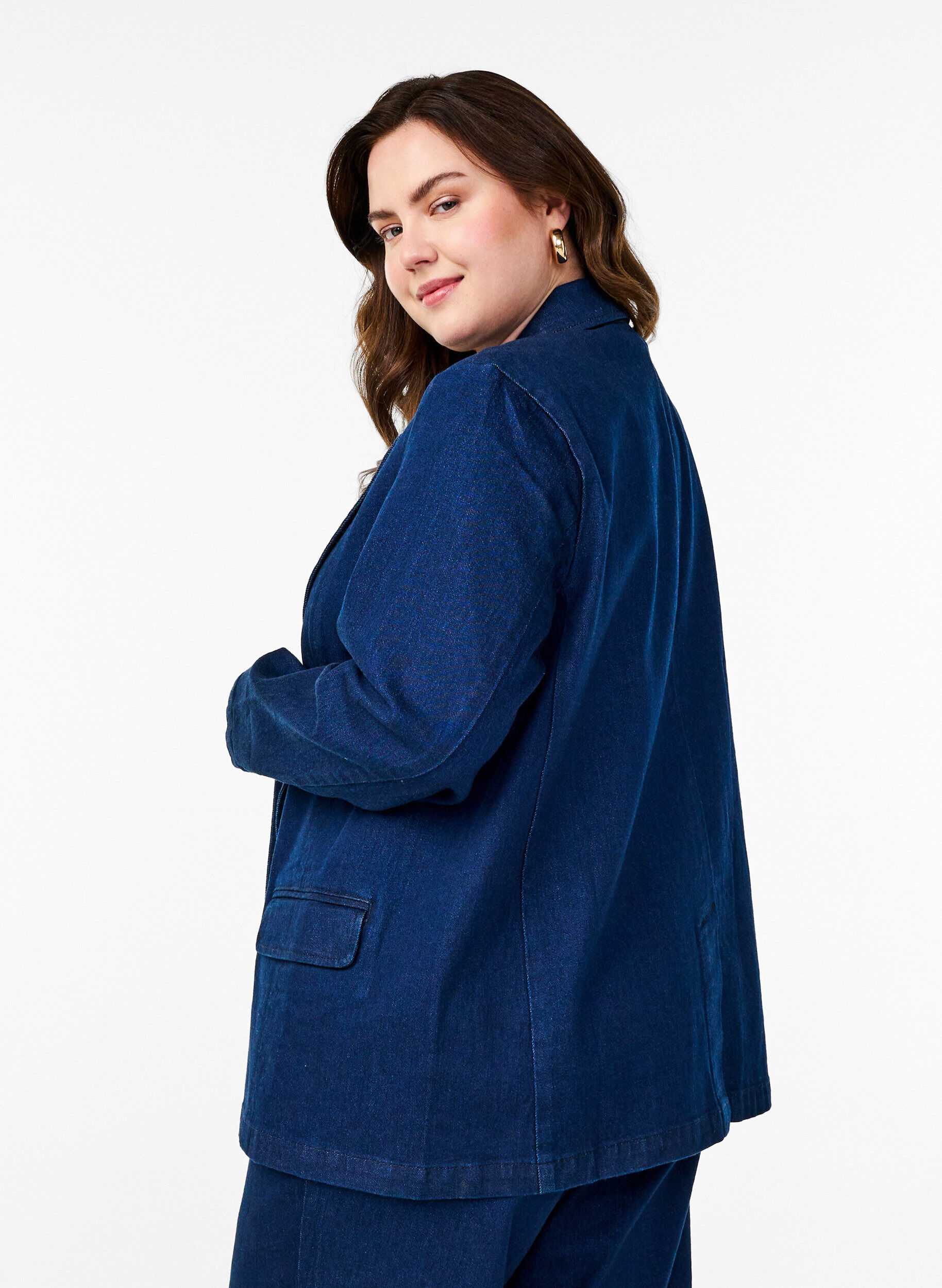Zizzifashion Denim blazer with pockets, Blue, Model image number 2