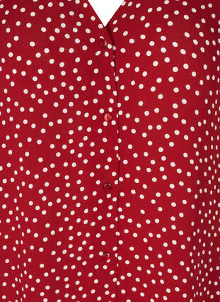 Short-sleeved viscose tunic, Red w. White Dot, Packshot image number 2