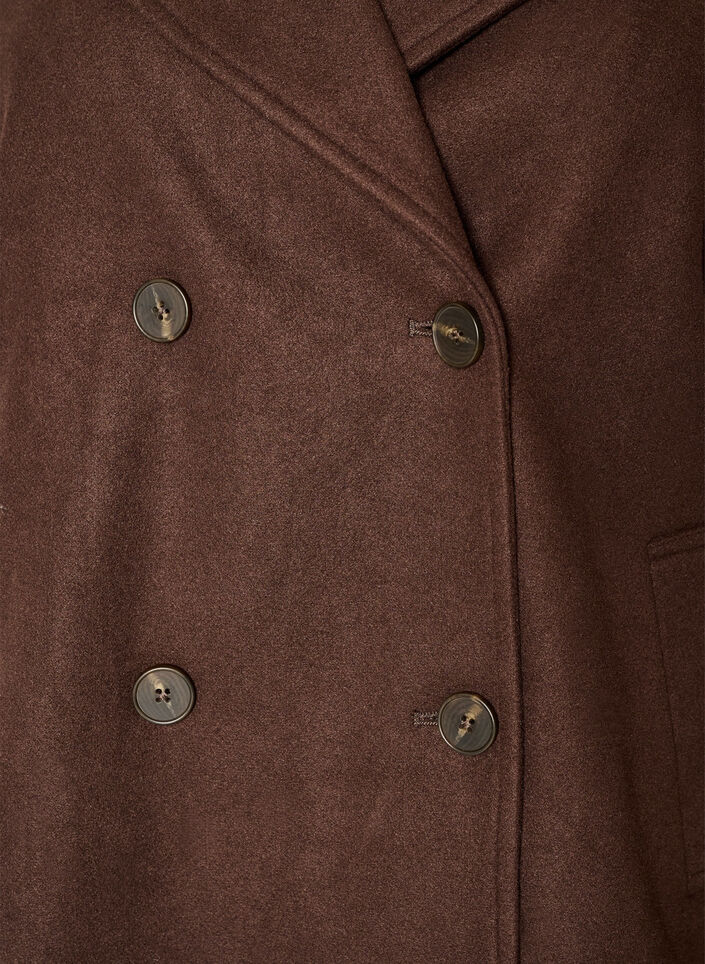 Short coat with double-breasted button closure, Brown, Packshot