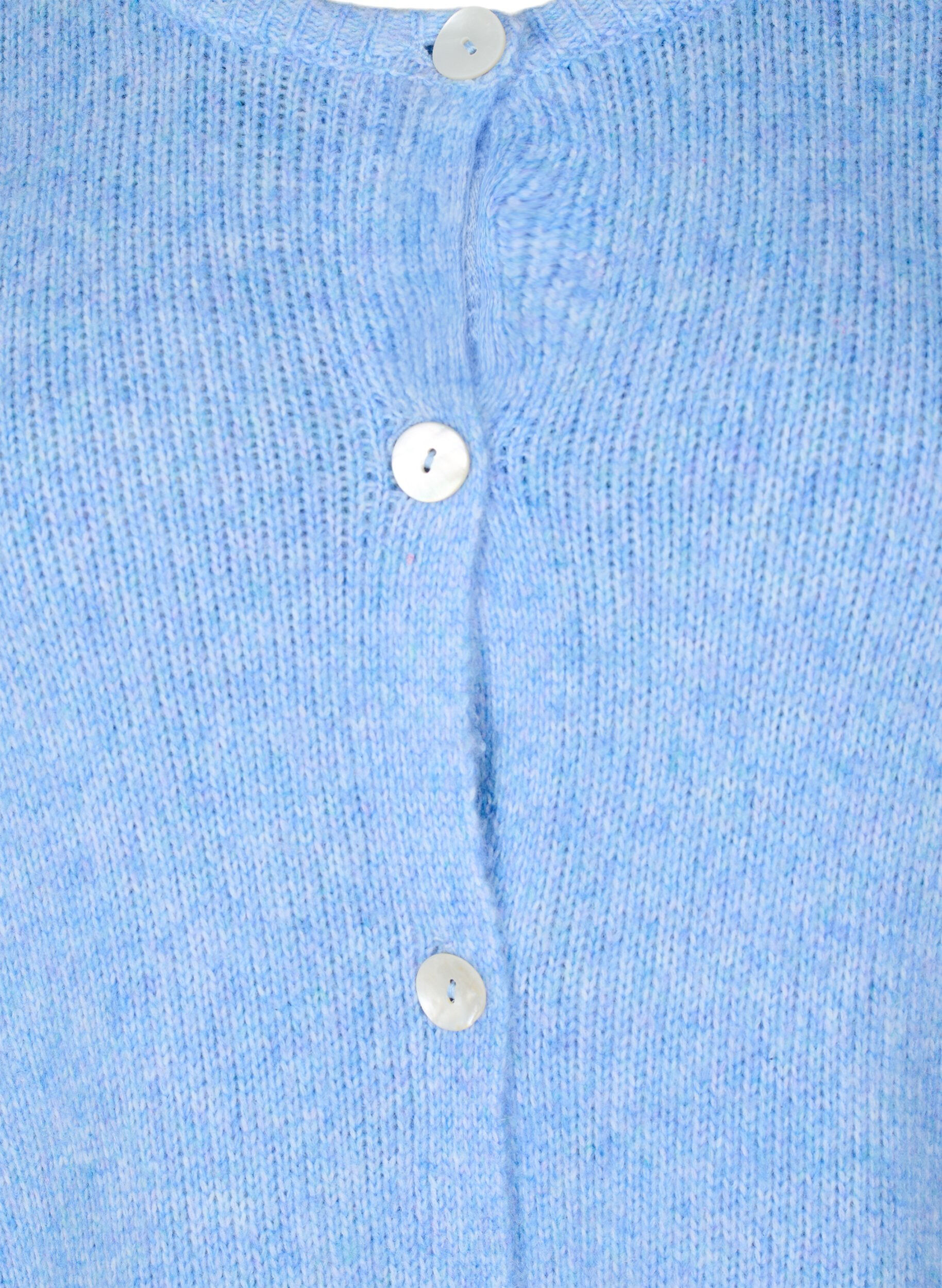 Zizzifashion Knitted cardigan with wool and buttons, Della R. Blue Mel., Packshot image number 2