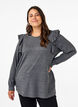 Long-sleeved blouse with ruffle details, Dark Grey Melange, Model image number 0