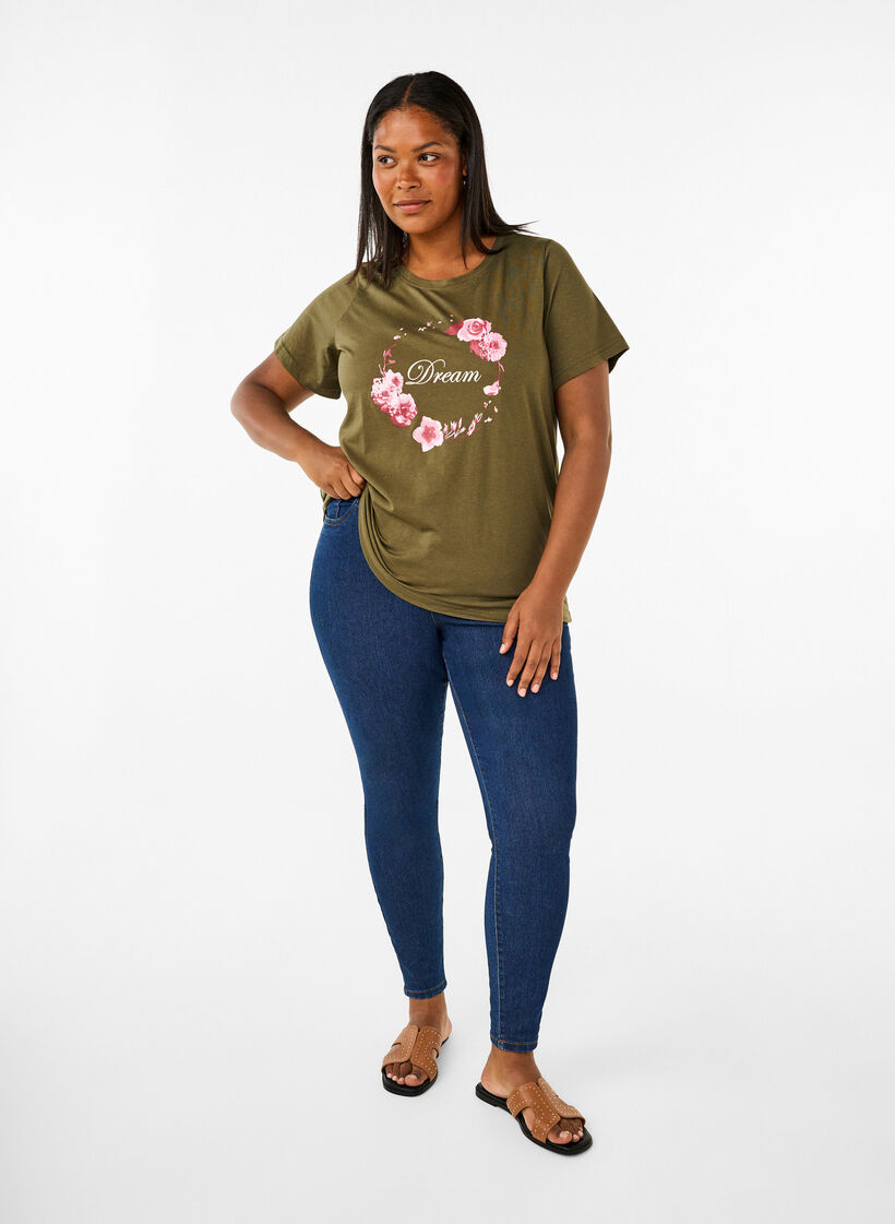 FLASH - T-shirt with motif, Olive Night Flower, Model image number 2