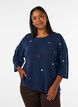 Jumper with hearts and 3/4 sleeves, Blue, Model image number 0
