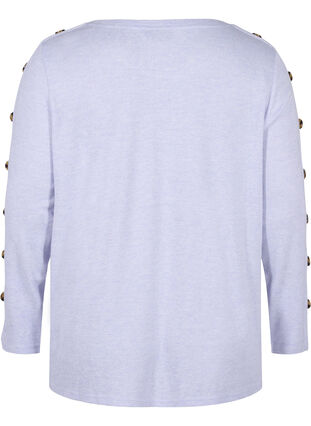 Long-sleeved blouse with button details, Cosmic Sky Melange, Packshot image number 1