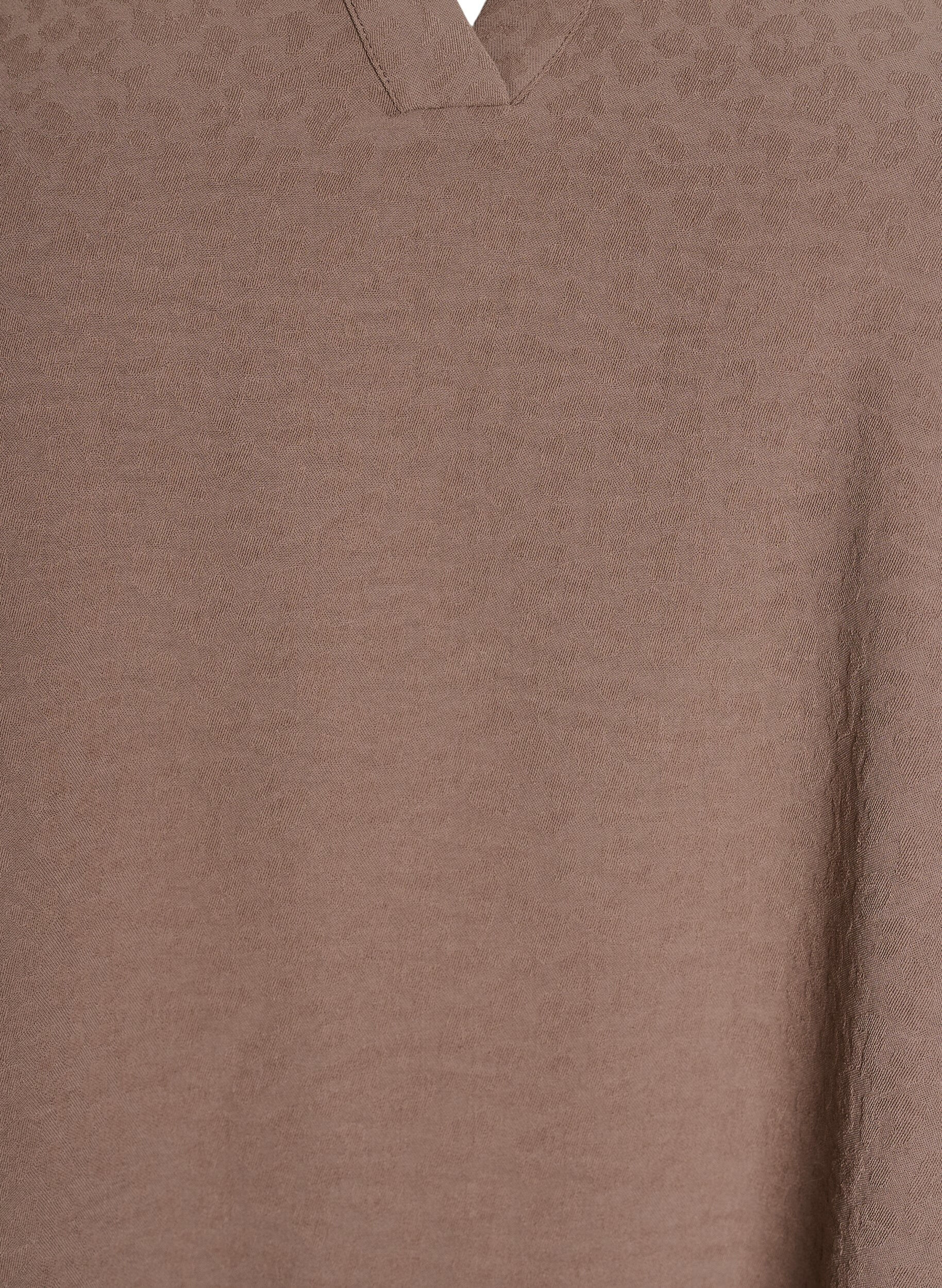 Zizzifashion Blouse with short ruffle sleeves and V-neck, Brown, Packshot image number 2