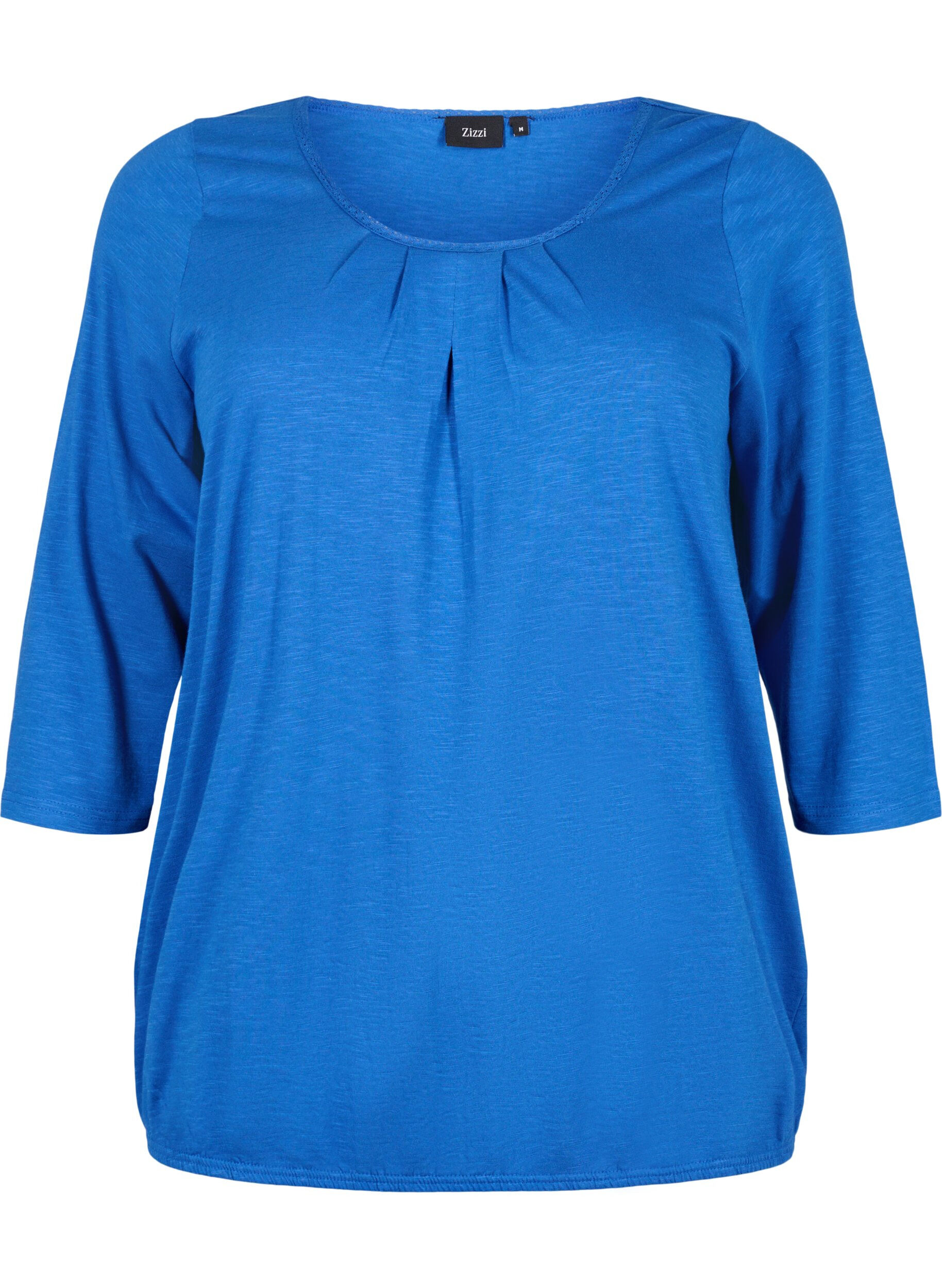 Zizzifashion Cotton blouse with 3/4 sleeves, Galaxy Blue, Packshot image number 0