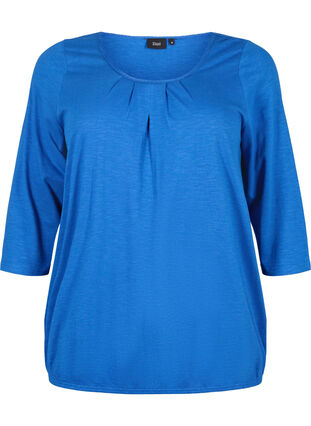 Cotton blouse with 3/4 sleeves, Galaxy Blue, Packshot image number 0